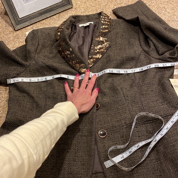 NWT Coldwater Creek Brown Lined Sequin Detail Misses Jacket L 14-16 - Picture 11 of 15